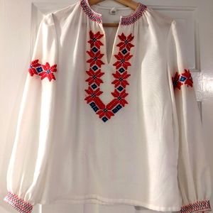 Vintage Embroidered Peasant Blouse